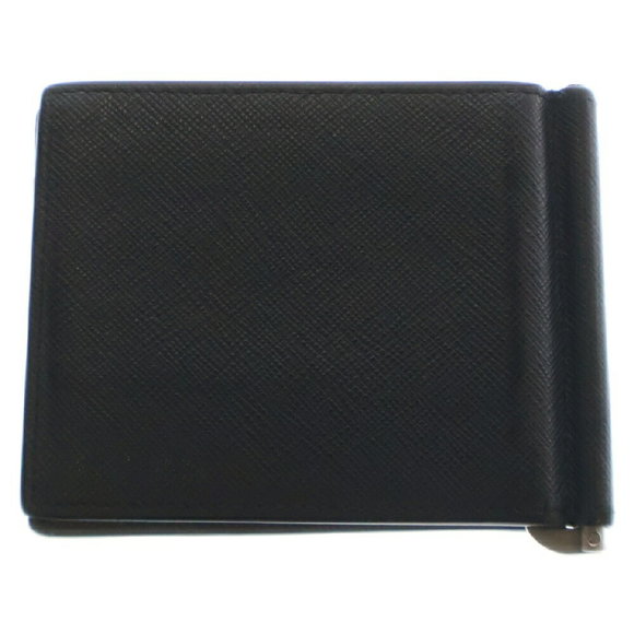 Prada Money Leather Wallet Clip Black Bifold Saffiano - Picture 1 of 6